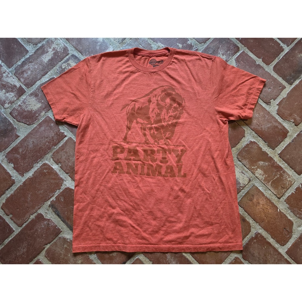 Buffalo Trace Bourbon Whiskey Party Animal Bison Graphic Tee Burnt Orange Mens L